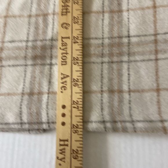 High Waist Beige Cream Brown Plaid Midi Skirt Size Med Lined And With Pockets - Picture 9 of 10